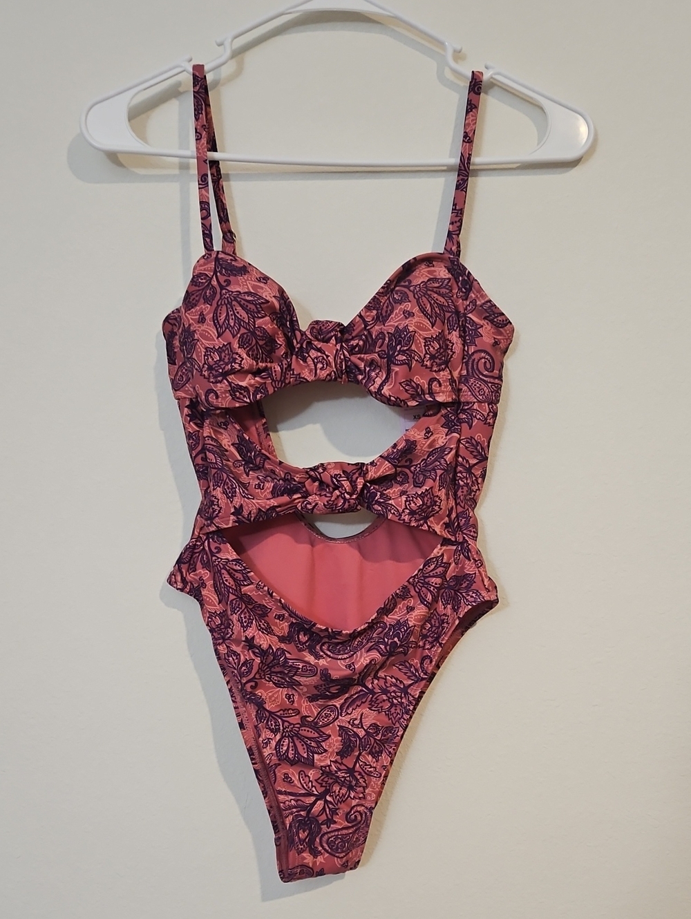 wild fable Pink Paisley Cutout One-Piece Swimsuit